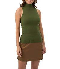 Trina Turk Westhampton Ribbed Knit Turtleneck Sleeveless Top