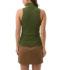 Trina Turk Westhampton Ribbed Knit Turtleneck Sleeveless Top