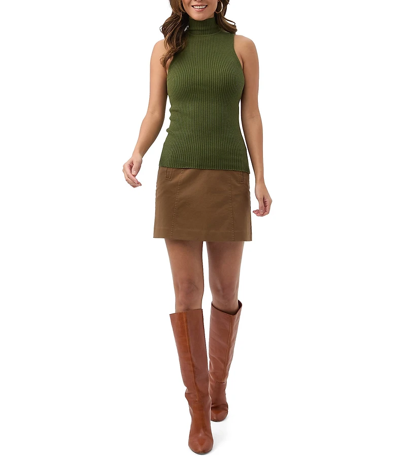 Trina Turk Westhampton Ribbed Knit Turtleneck Sleeveless Top
