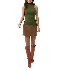 Trina Turk Westhampton Ribbed Knit Turtleneck Sleeveless Top