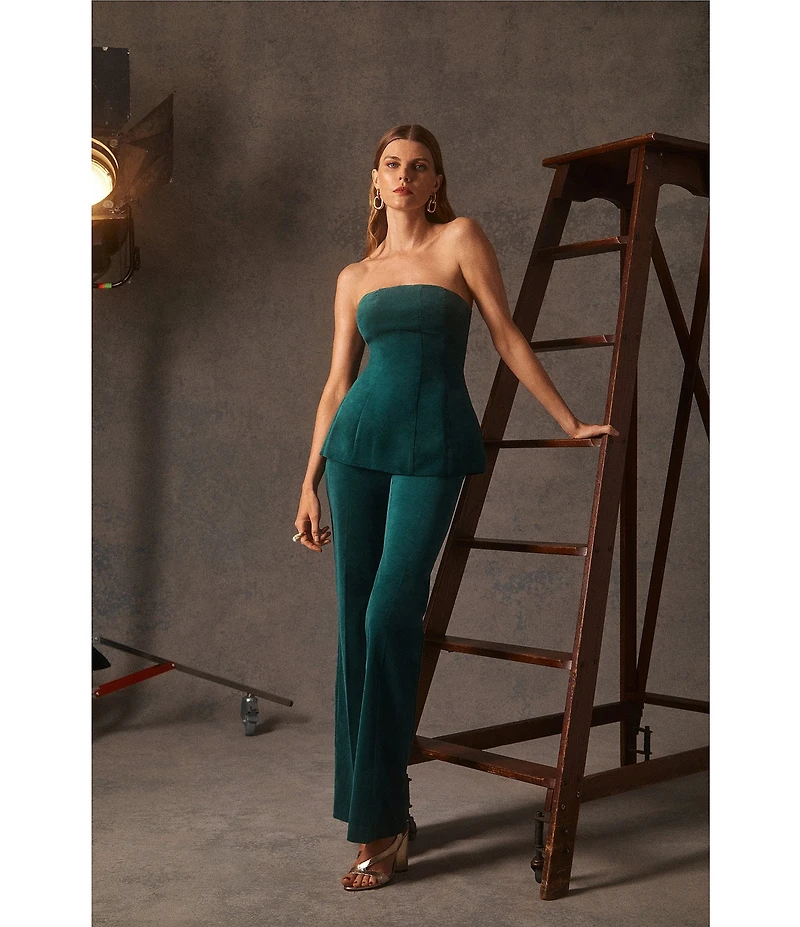 Trina Turk Westport Velveteen Straight Kick-Flare Pants