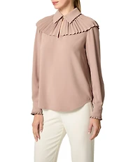 Trina Turk Windmill Georgette Point Collar Pleated Yoke Long Sleeve Top