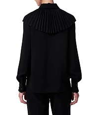 Trina Turk Windmill Georgette Point Collar Pleated Yoke Long Sleeve Top