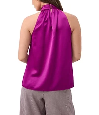 Trina Turk Zana Satin Mock Halter Neck Sleeveless Top