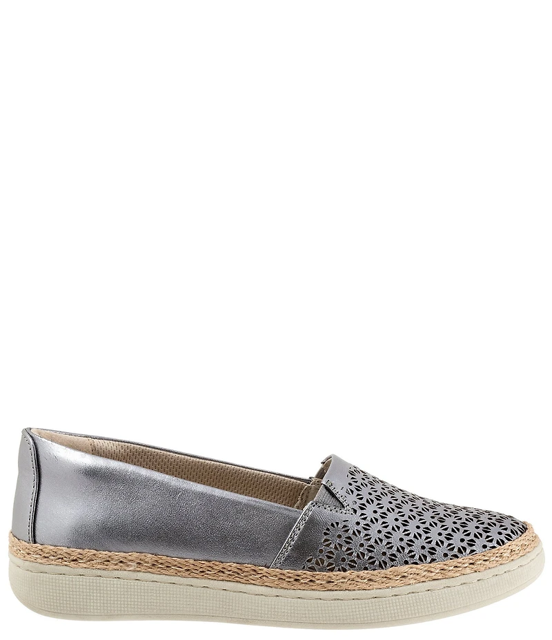 Trotters Accent Perforated Leather Slip on Espadrille Sneakers