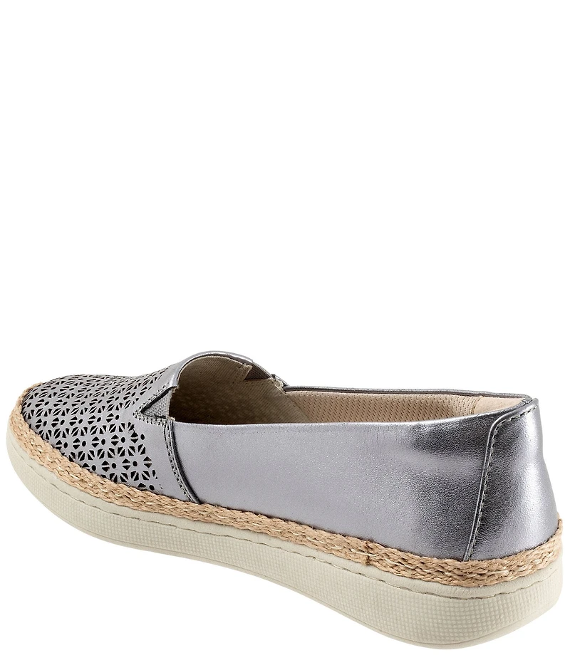 Trotters Accent Perforated Leather Slip on Espadrille Sneakers