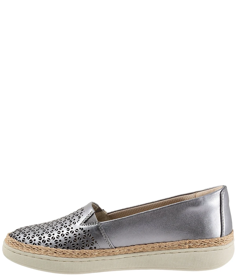 Trotters Accent Perforated Leather Slip on Espadrille Sneakers