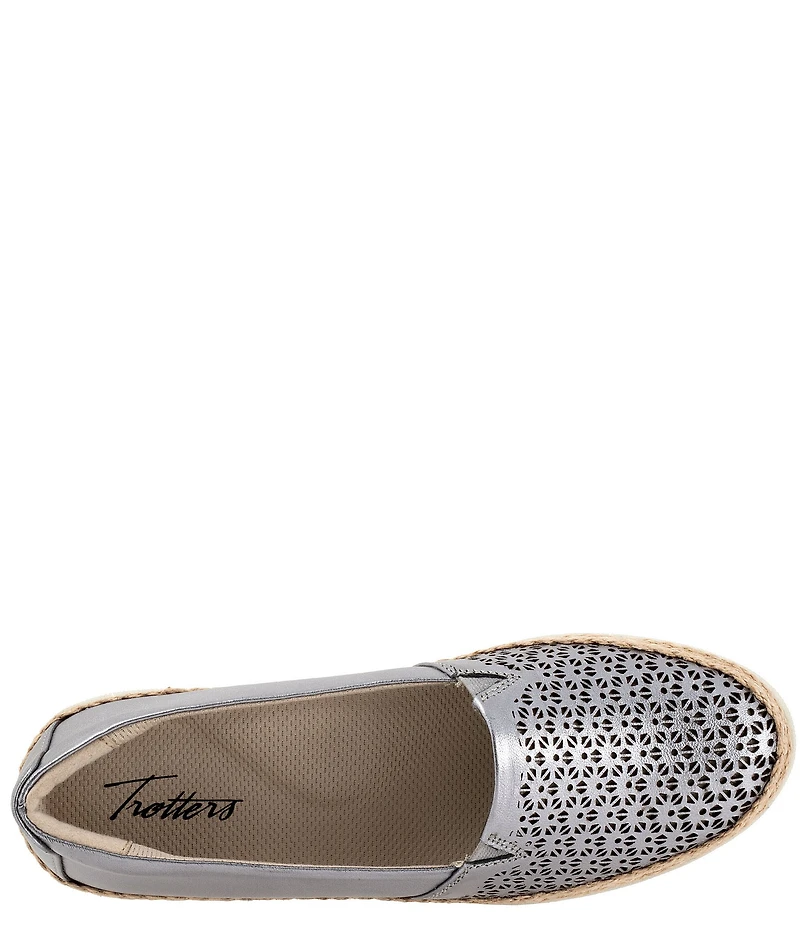 Trotters Accent Perforated Leather Slip on Espadrille Sneakers