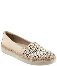 Trotters Accent Perforated Leather Slip on Espadrille Sneakers