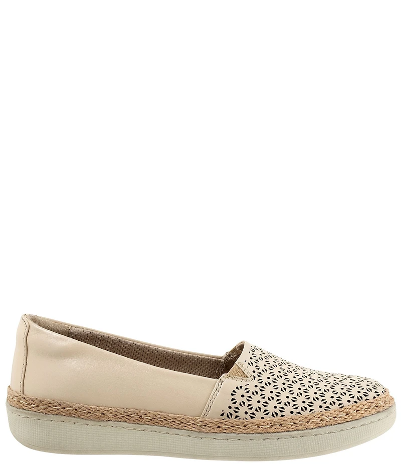 Trotters Accent Perforated Leather Slip on Espadrille Sneakers