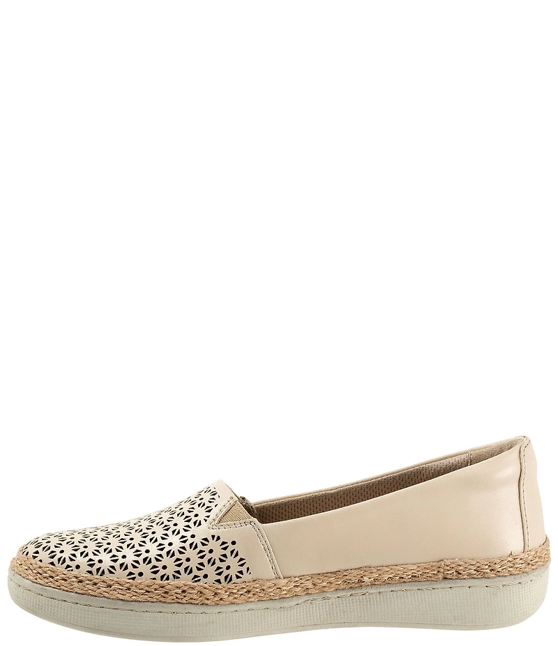 Trotters Accent Perforated Leather Slip on Espadrille Sneakers