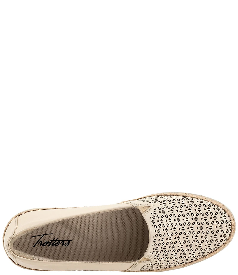 Trotters Accent Perforated Leather Slip on Espadrille Sneakers