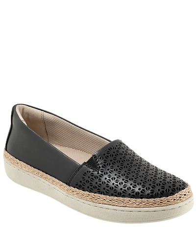 Trotters Accent Perforated Leather Slip on Espadrille Sneakers