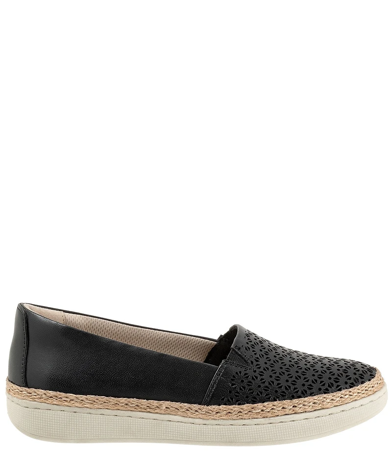 Trotters Accent Perforated Leather Slip on Espadrille Sneakers
