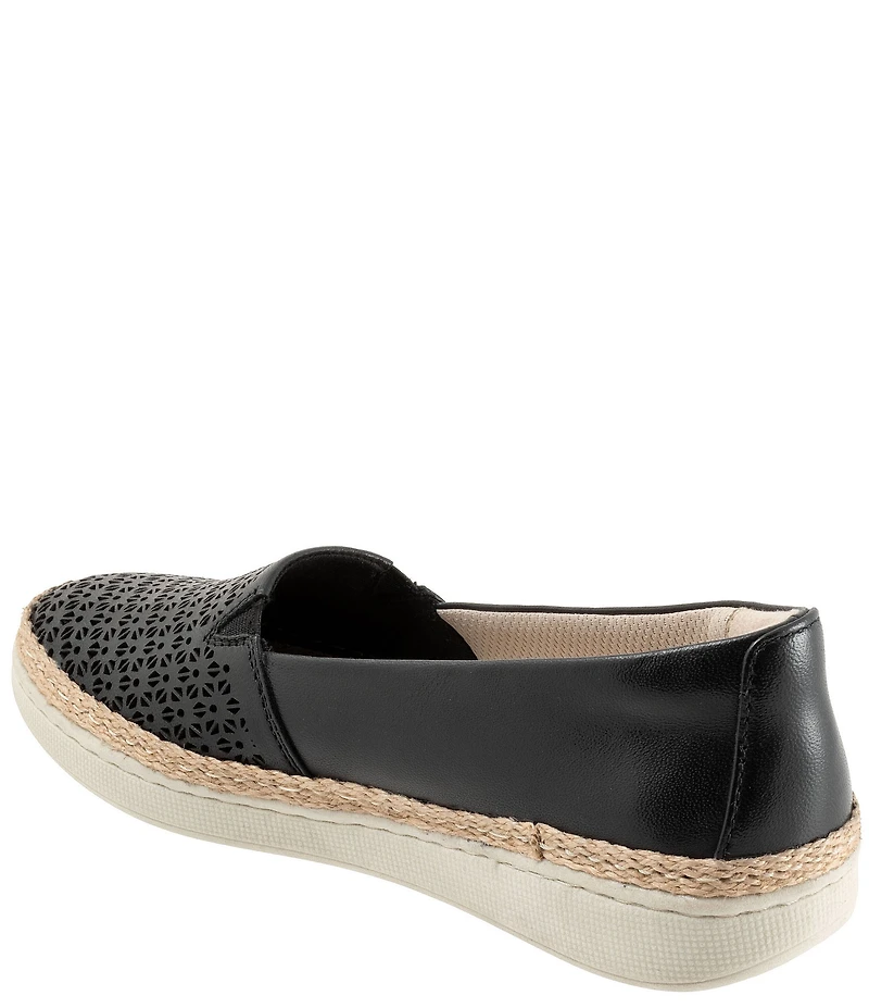 Trotters Accent Perforated Leather Slip on Espadrille Sneakers