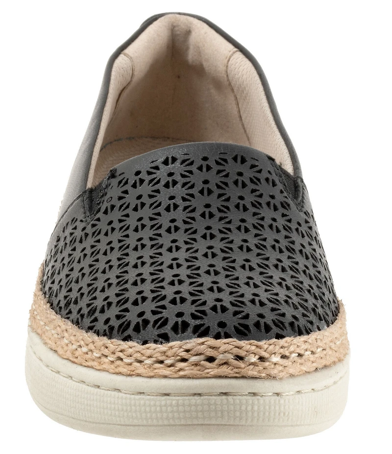 Trotters Accent Perforated Leather Slip on Espadrille Sneakers
