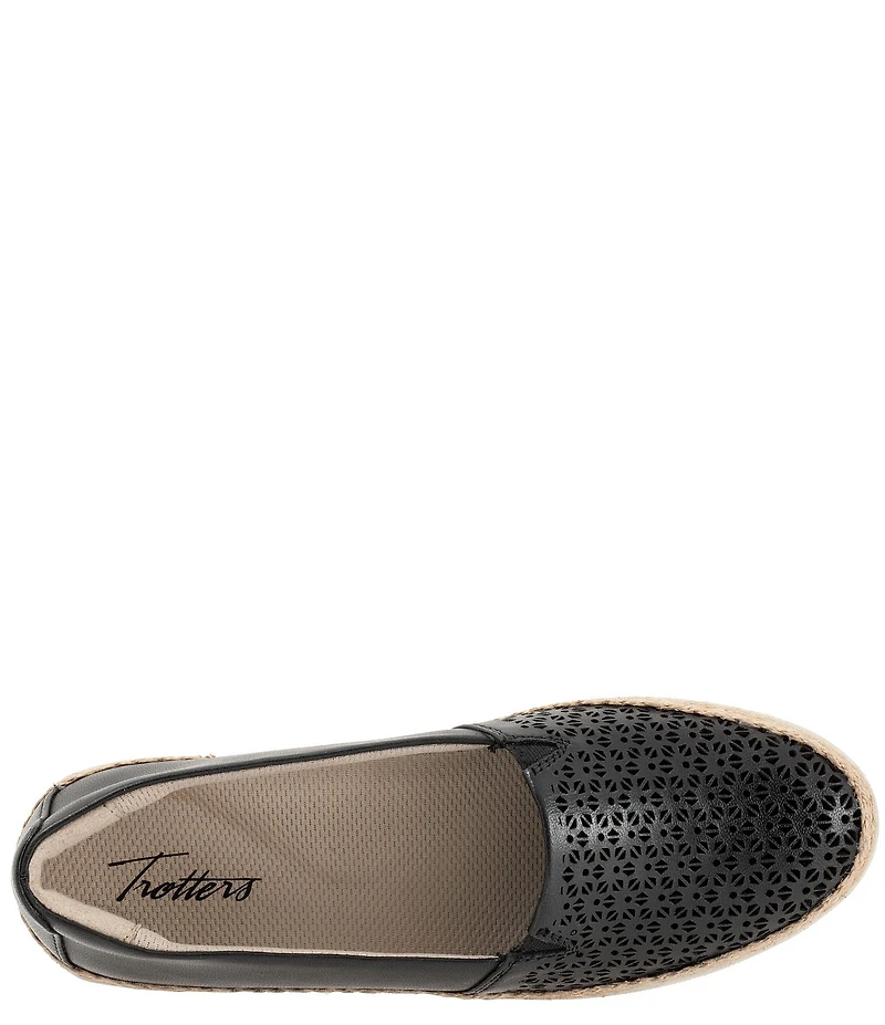 Trotters Accent Perforated Leather Slip on Espadrille Sneakers
