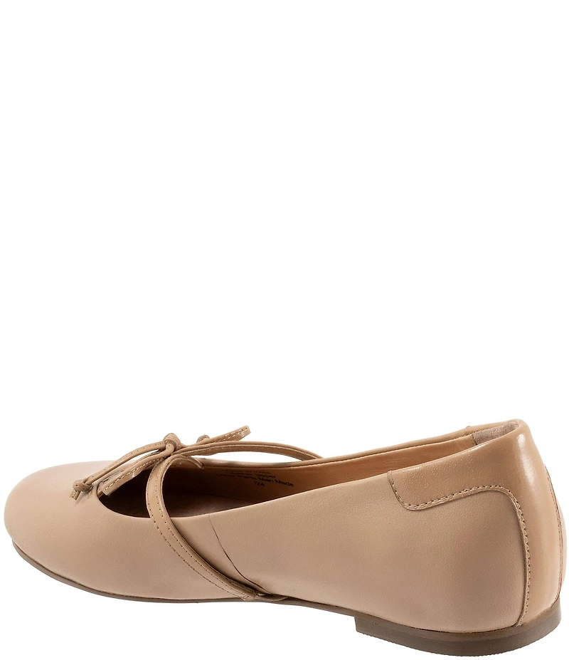 Trotters Carissa Leather Bow Strap Ballerina Flats