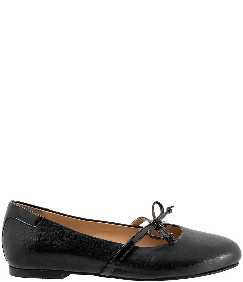 Trotters Carissa Leather Bow Strap Ballerina Flats