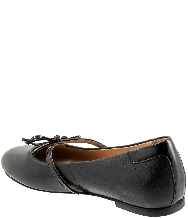Trotters Carissa Leather Bow Strap Ballerina Flats