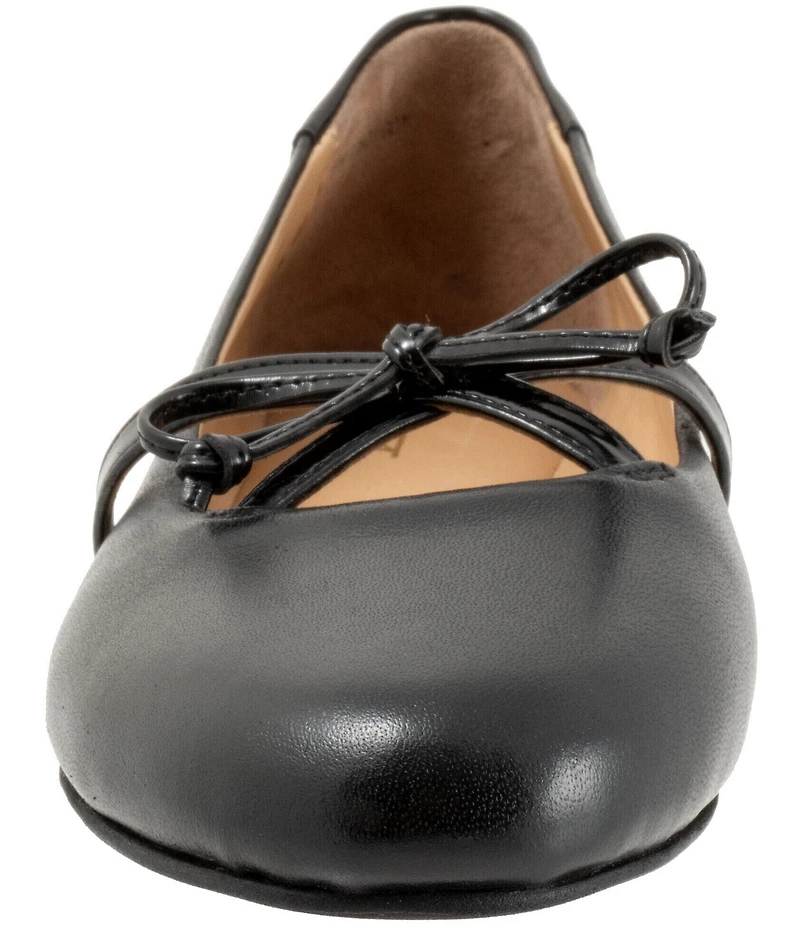 Trotters Carissa Leather Bow Strap Ballerina Flats