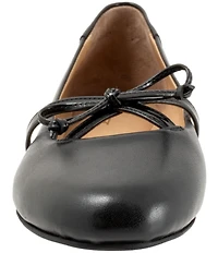 Trotters Carissa Leather Bow Strap Ballerina Flats