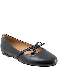 Trotters Carissa Leather Bow Strap Ballerina Flats