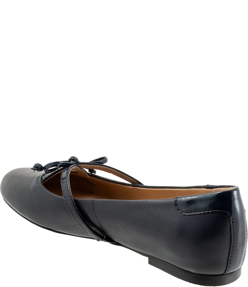 Trotters Carissa Leather Bow Strap Ballerina Flats