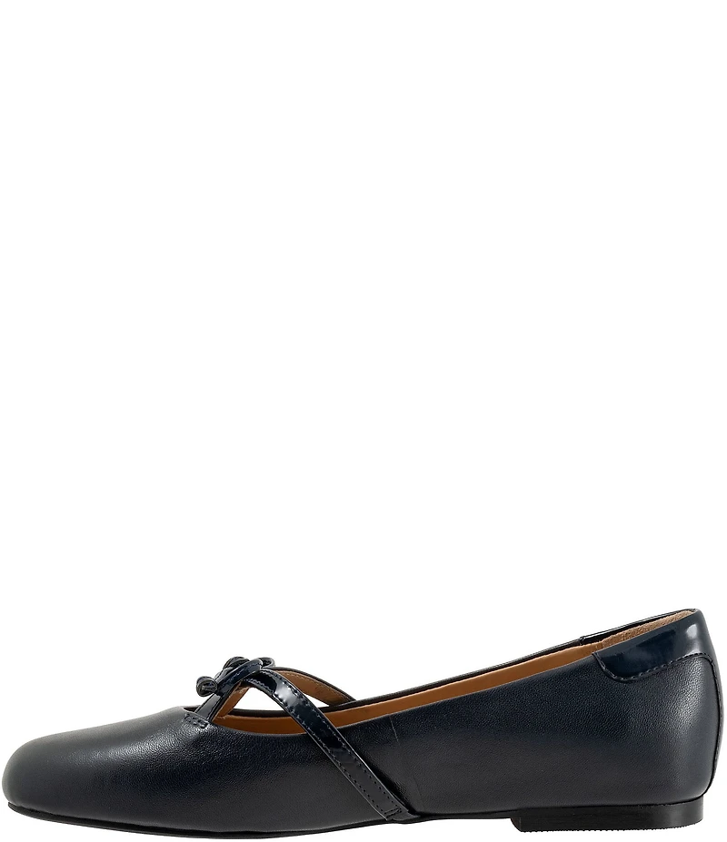 Trotters Carissa Leather Bow Strap Ballerina Flats