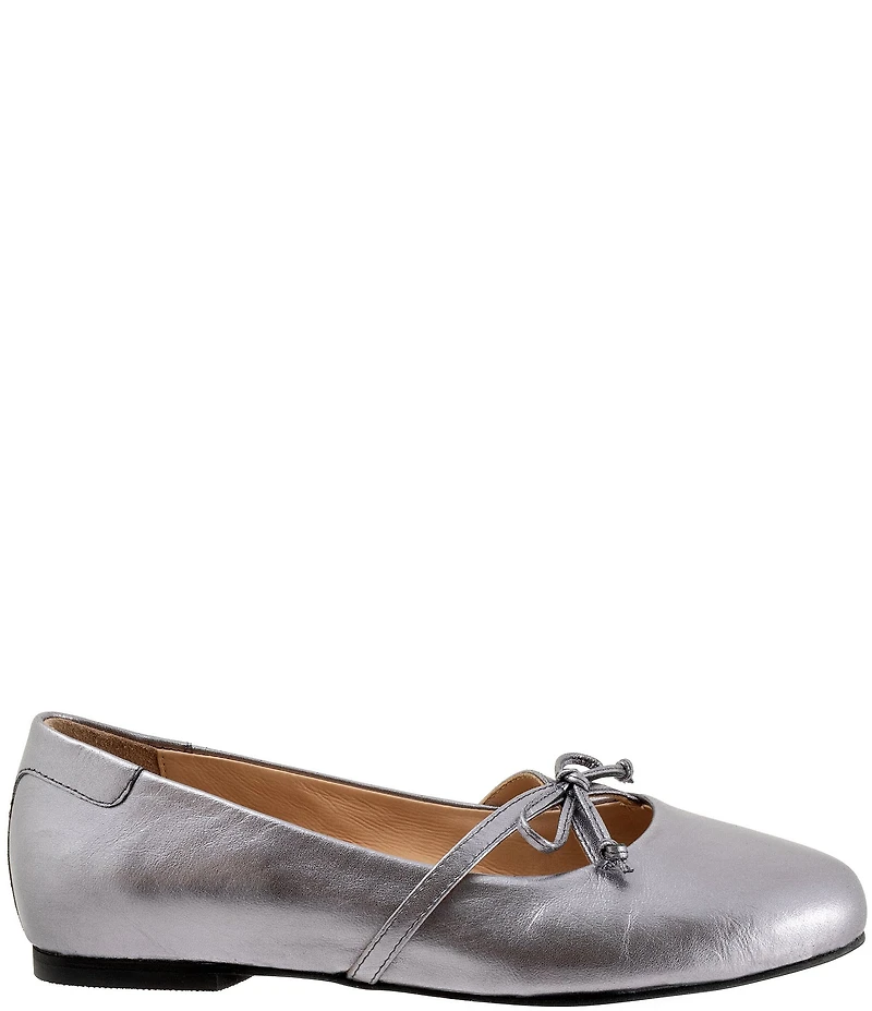 Trotters Carissa Leather Bow Strap Ballerina Flats