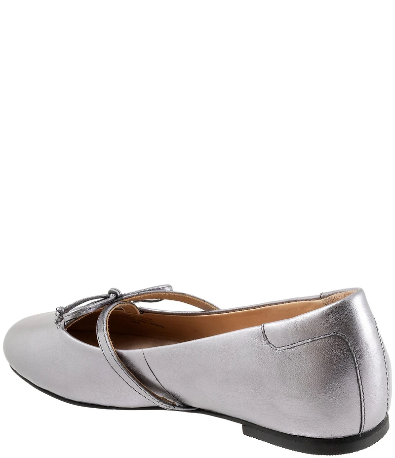 Trotters Carissa Leather Bow Strap Ballerina Flats