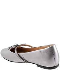 Trotters Carissa Leather Bow Strap Ballerina Flats