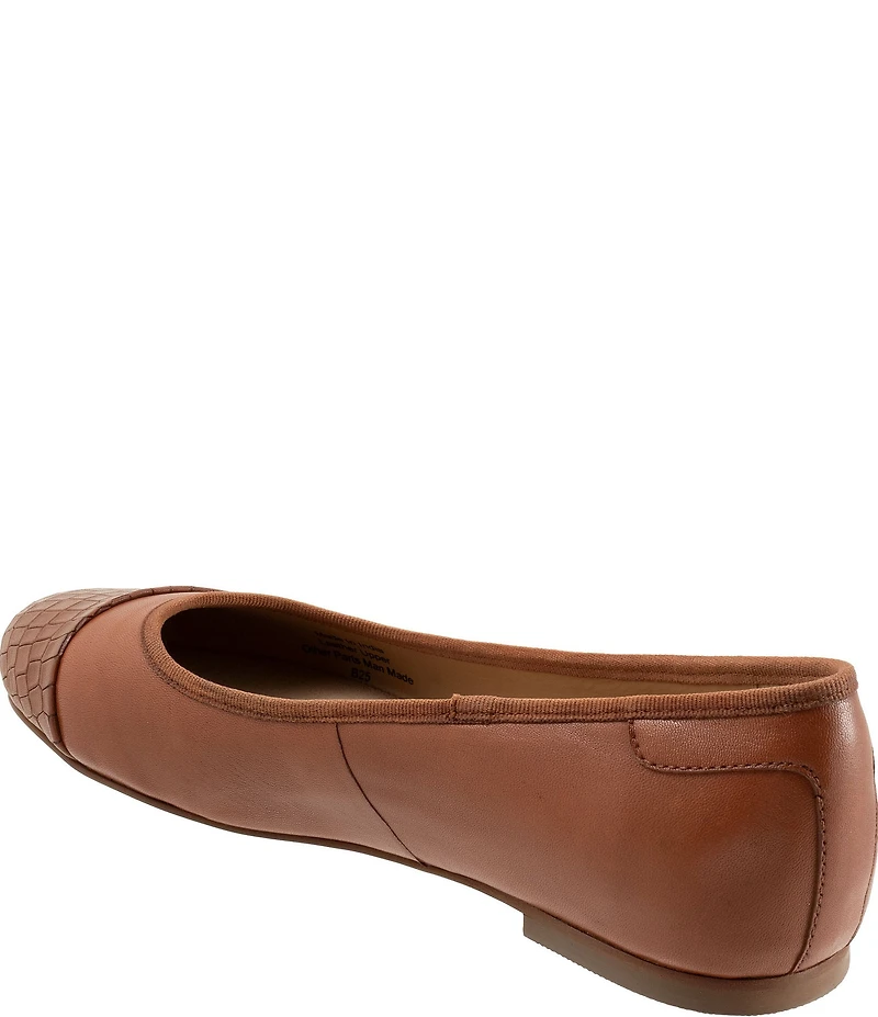 Trotters Clara Croco Embossed Leather Cap Toe Flats
