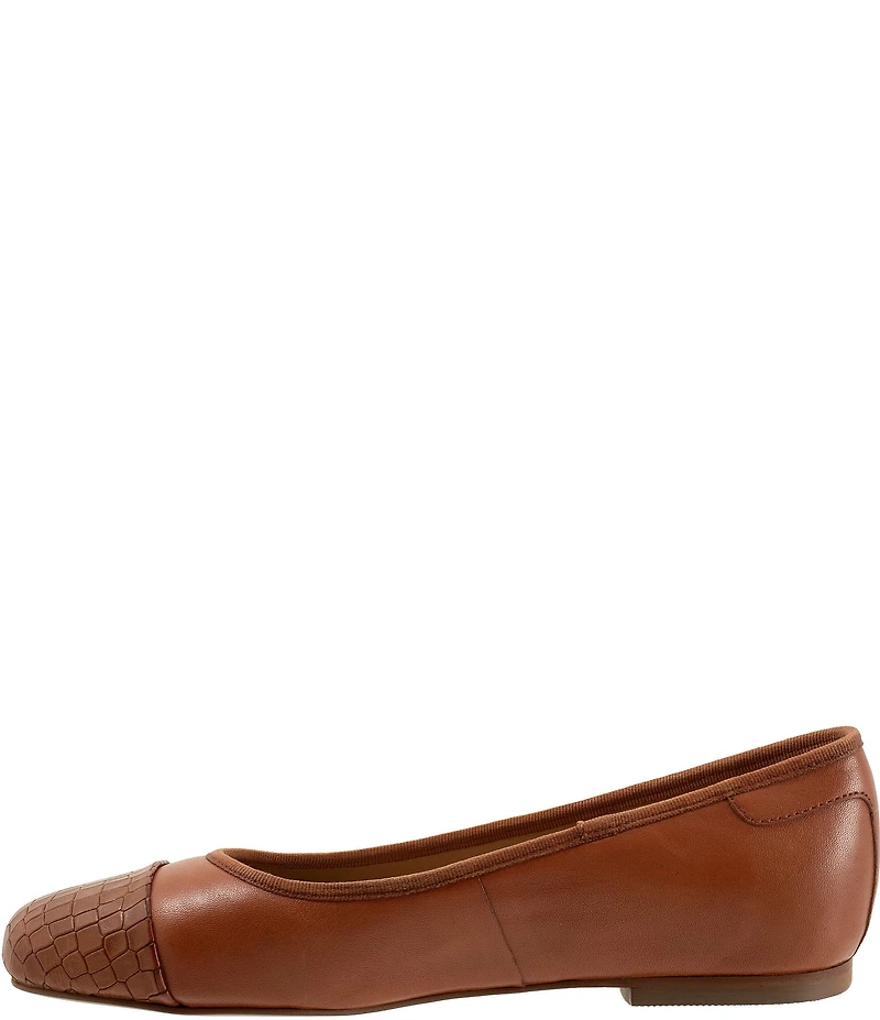 Trotters Clara Croco Embossed Leather Cap Toe Flats
