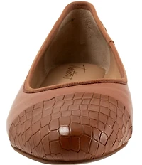 Trotters Clara Croco Embossed Leather Cap Toe Flats