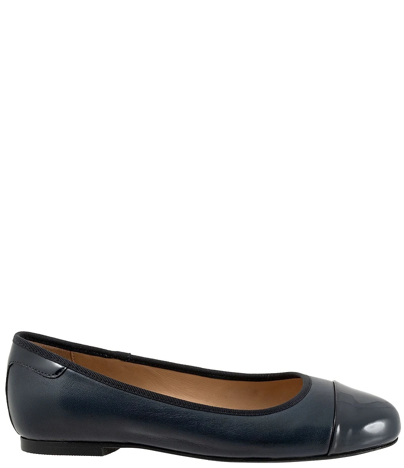 Trotters Clara Leather Patent Cap Toe Flats
