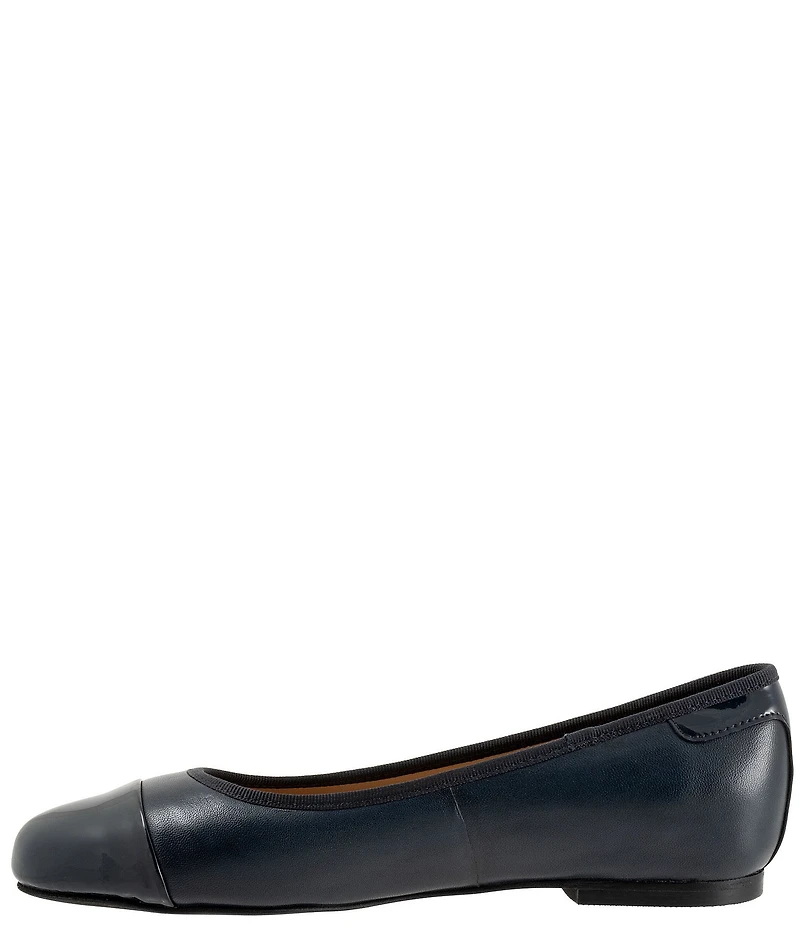 Trotters Clara Leather Patent Cap Toe Flats