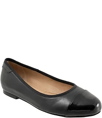 Trotters Clara Leather Patent Cap Toe Flats