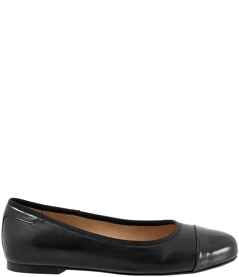 Trotters Clara Leather Patent Cap Toe Flats
