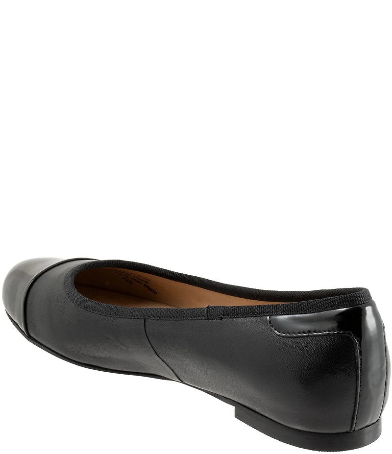 Trotters Clara Leather Patent Cap Toe Flats