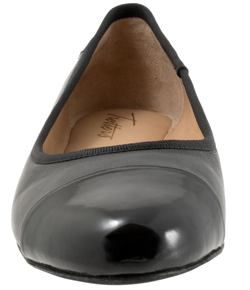 Trotters Clara Leather Patent Cap Toe Flats