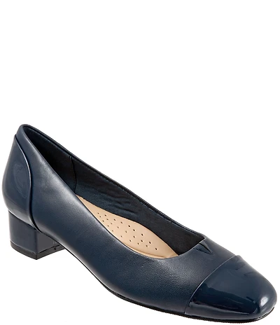 Trotters Daisy Leather Patent Cap Toe Pumps