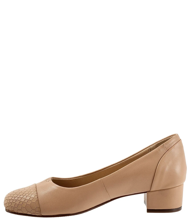 Trotters Daisy Leather Snake Print Cap Toe Pumps