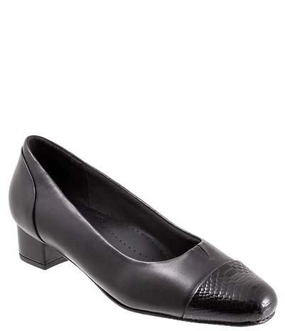 Trotters Daisy Leather Snake Print Cap Toe Pumps
