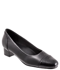 Trotters Daisy Leather Snake Print Cap Toe Pumps