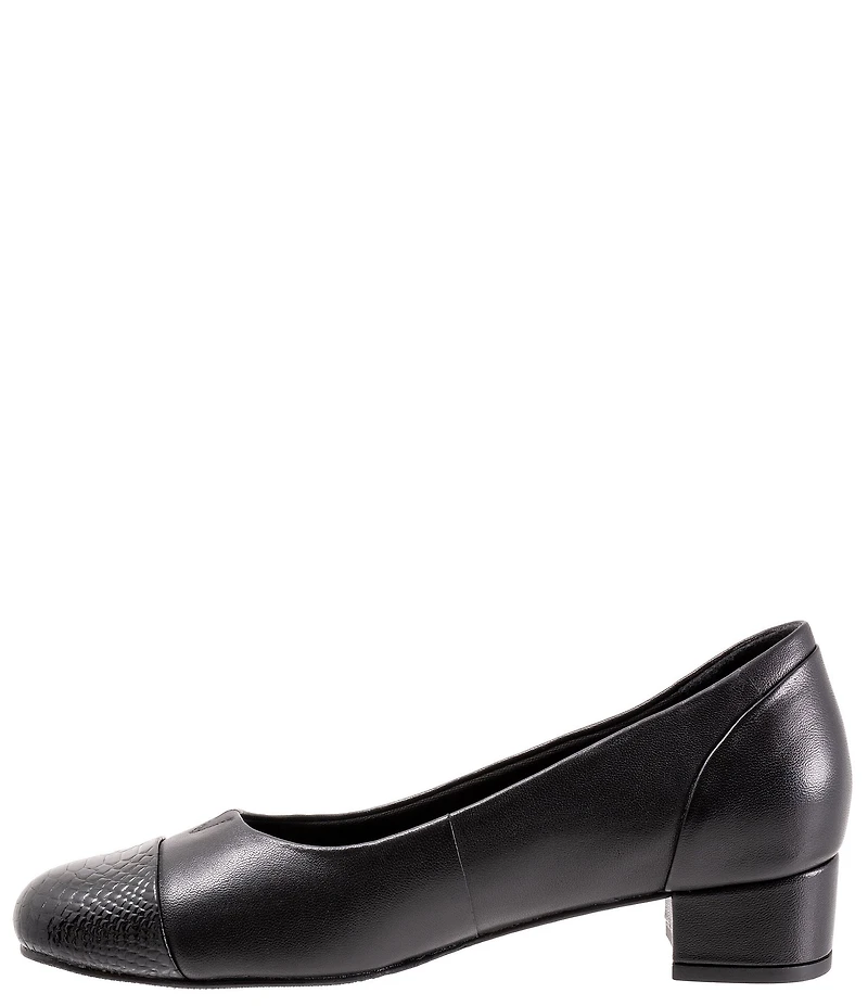 Trotters Daisy Leather Snake Print Cap Toe Pumps