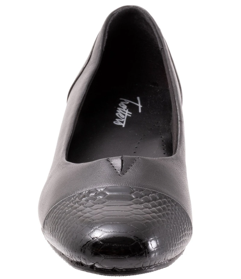 Trotters Daisy Leather Snake Print Cap Toe Pumps