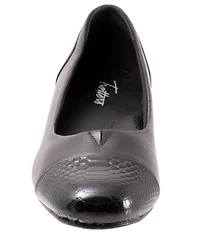 Trotters Daisy Leather Snake Print Cap Toe Pumps