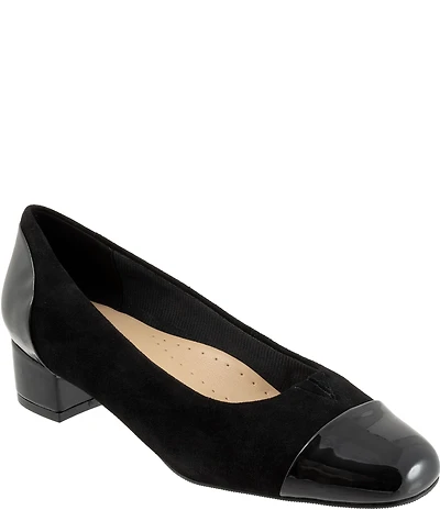 Trotters Daisy Suede and Patent Cap Toe Pumps