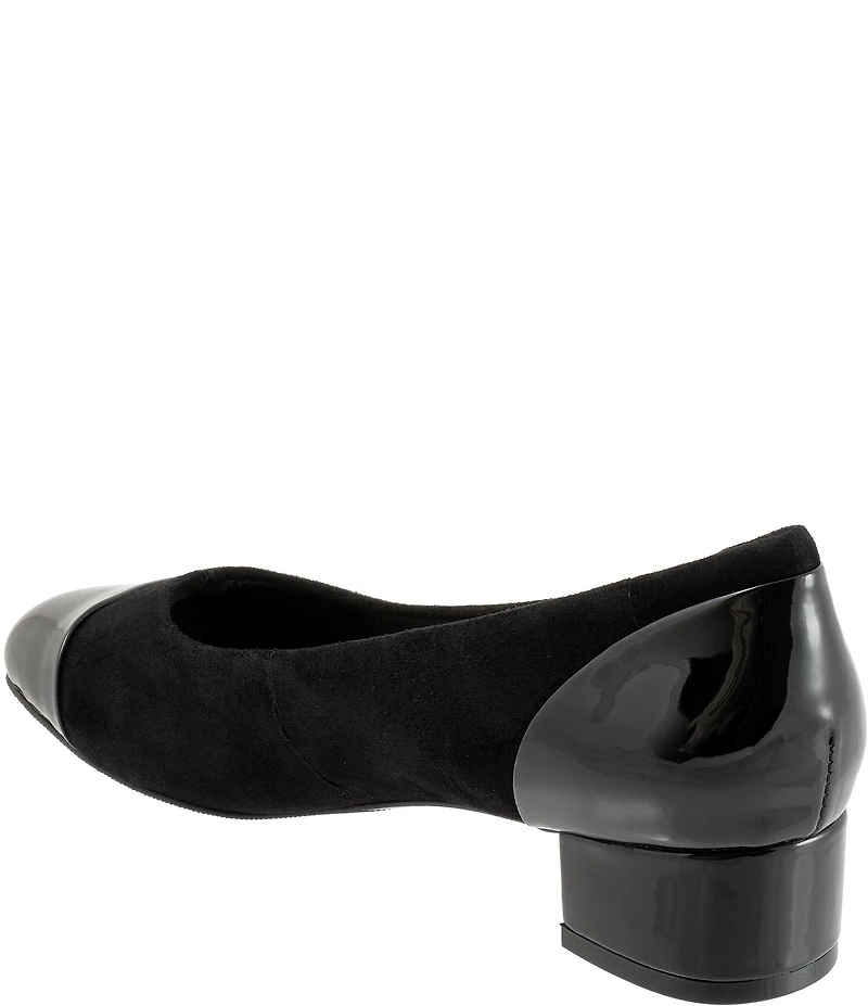 Trotters Daisy Suede and Patent Cap Toe Pumps